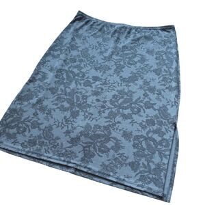 Mandee Vintage Y2K Gray Paisley Stretchy Floral Midi Skirt Side Slit Large USA